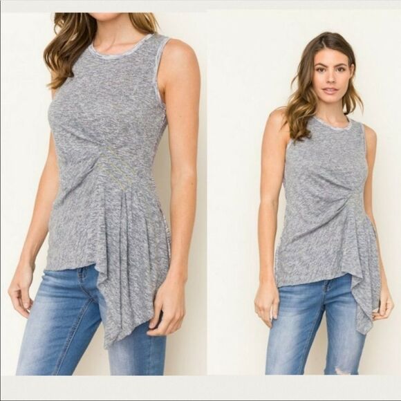 NWT MYSTREE PINTUCKED RUCHED TANK - Picture 2 of 5